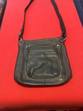 🌻THE SAK Soft Black Leather Crossbody Bag Purse Handbag Shoulder Bag